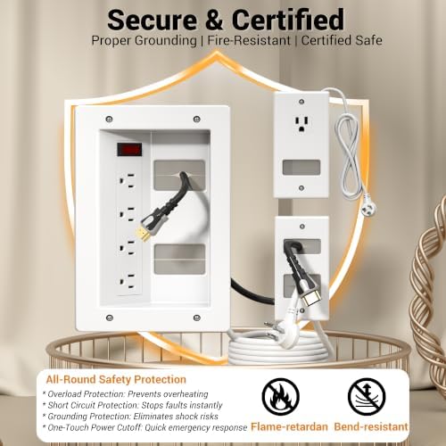 3 Usage Modes in Wall Cable Management Kit with Recessed Power, 4 Outlets - Image 3
