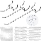 Hicarer 200 Pcs Stainless Steel Pegboard Hooks Multiple Sizes Fit 1/4" or 1/8" Pegboard Ideal for Garage Tool Organization, Wall Storage(2 Inch, 4 Inch, 6 Inch) by Hicarer