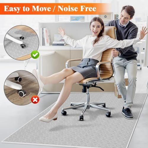 KMAT Office Chair Mat, 46x60in Heavy Duty Hardwood/Tile Floor Protector, Computer Desk Mat for Rolling Chairs, Work, Study, Office, White - Image 6