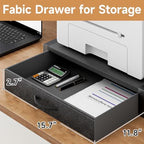 YAOHUOO 2-Tier Desktop Printer Stand with Fabric Drawer,17.3"x11.8" Black - Image 4