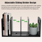 100% Solid Wood Adjustable Desktop Bookshelf with Movable Divider, Retro Tabletop Bookshelf with Convenient Handle Design for Living Room, Home, Office, Perfect for Magazine Book (Black) - Image 6