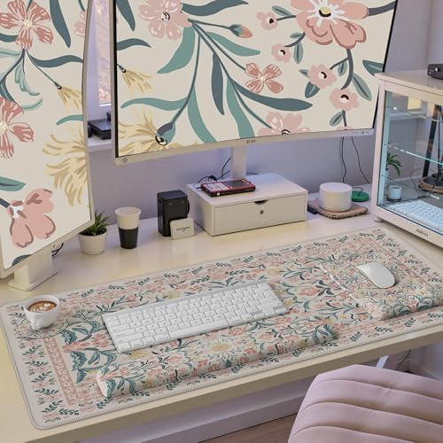 iCasso Mouse Pad with Wrist Rest, Ergonomic Large Desk Mat Set, Pink - Image 7