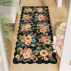 DUKINO 2x5 Washable Runner Rug, Floral Non Slip Rug for Kitchen, Black by DUKINO