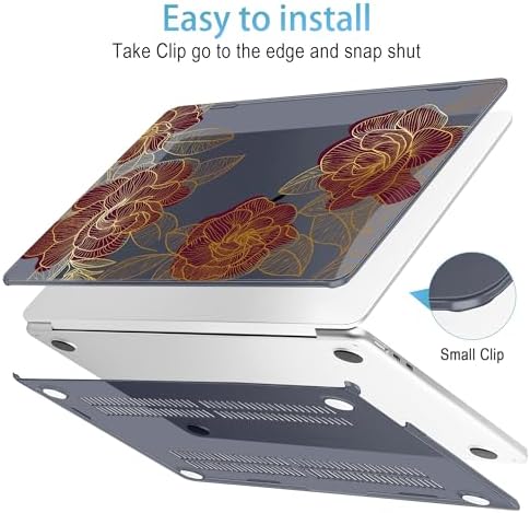 Mektron for 2026/2025/2024/2023 MacBook Air 15 INCH M5 A3448 /M4 A3241 /M3 A3114 /M2 A2941 Case, Printed Plastic Hard Shell Cover with 15.3" Liquid Retina Display Touch ID, Golden Rose - Image 5