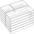 Criusia 18 Pcs Large Size Clear Drawer Organizer Set, Acrylic Non Slip Non Cracking Kitchen Drawer Storage Tray Divider, Multifunctional Storage for Cosmetics, Bathroom, Tools, Kitchen and Office by Criusia