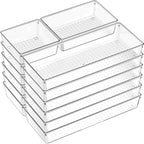 Criusia 18 Pcs Large Size Clear Drawer Organizer Set, Acrylic Non Slip Non Cracking Kitchen Drawer Storage Tray Divider, Multifunctional Storage for Cosmetics, Bathroom, Tools, Kitchen and Office by Criusia