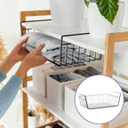 8 Pack Hanging Under Shelf Storage Basket, Steel Hanging Wire Rack Storage Baskets, Slide-in Baskets Organizer for Kitchen Cabinet Desk Organizer Storage, Space Saving, 16"D x 9"W x 5.9"H - Image 5