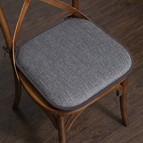 Sweet Home Collection Chair Cushion Memory Foam Pads with Ties Honeycomb Pattern Slip Non Skid Rubber Back Rounded Square 16" x 16" Seat Cover, 6 Pack, Cameron Black Gray (Chair Pads with Ties) - Image 3