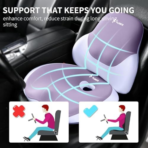 FLORICH Seat Cushion Lumbar Support Pillow for Office Chair, Car Lower Back Support, Ergonomic Desk Chair Pillow for Butt and Back Support of Memory Foam Seat Pad(Purple) - Image 2