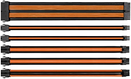 Thermaltake TtMod Sleeve Extension Power Supply Cable Kit ATX/EPS/8-pin PCI-E/6-pin PCI-E with Combs, Orange/Black AC-036-CN1NAN-A1 by Thermaltake
