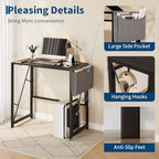 GarveeHome 31.5 Inch Folding Gaming Writing Computer Work Desk for Home Office,with Storage Bag & Hook,Space-Saving,Easy to Fold,Small Table for Bedroom,Apartment,Black - Image 4
