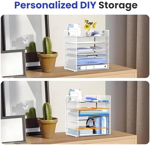 Daltack 6-Tier Paper Organizer for Desk with Handle, White, 2 Pack - Image 3