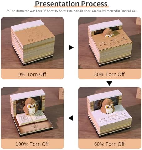 3D Calendar 2026, Time Piece Calendar With 52 Weekly Calendars for 2026, Magic Book and Cute Owl Paper Carving Art Note Book, Suitable for Room and Office Desktop Decoration, Gift Giving - Image 6