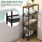 4-Tier Slim Utility Rolling Laundry Cart with Wheels, Black - Image 2