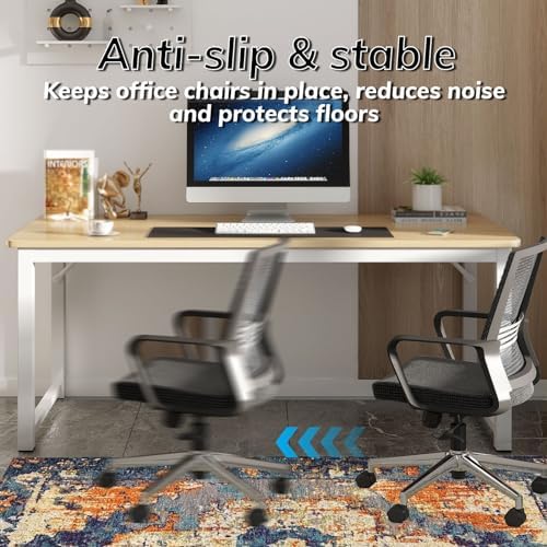Office Chair Mat for Hardwood Floor, 48"x60" Desk Chair Mats for Rolling Chair Easy to Clean, Anti-Slip Floor Protector Rug Easy Glide Desk Computer Chair Mat for Hard Floor Home Office(Blue Orange) - Image 4