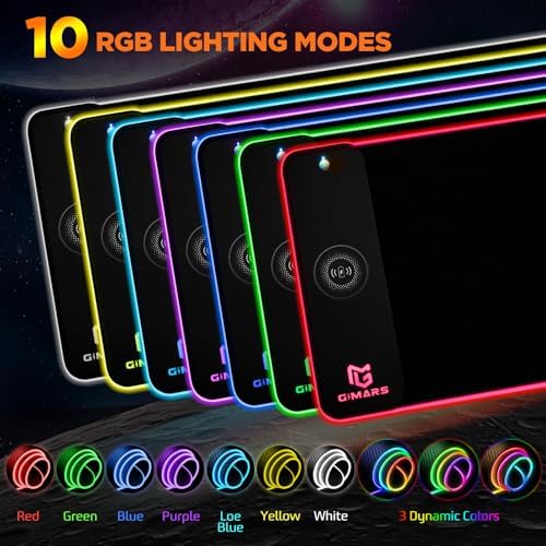 Gimars RGB Gaming Mouse Pad,15W Wireless Charging Mousepad with 10 Light Modes, Large Mousepad with Premium Smooth Surface, Non-Slip Mouse Mat for Gaming, Desk, PC,Office, 31.5x11.8x0.16inch - Image 3