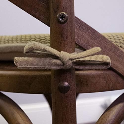Sweet Home Collection Chair Cushion Memory Foam Pads with Ties Honeycomb Pattern Slip Non Skid Rubber Back Rounded Square 16" x 16" Seat Cover, 6 Pack, Taupe 6 Pack - Image 4