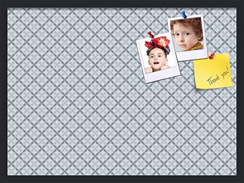 PinPix 30x22 inch Cork Bulletin Board. This Decorative Framed Pin Board Comes with Diamond Pattern in Shades of Blue Design and Satin Black. Ideal for Home, Office Decor or School (PinPix-222) by PinPixBulletinBoards