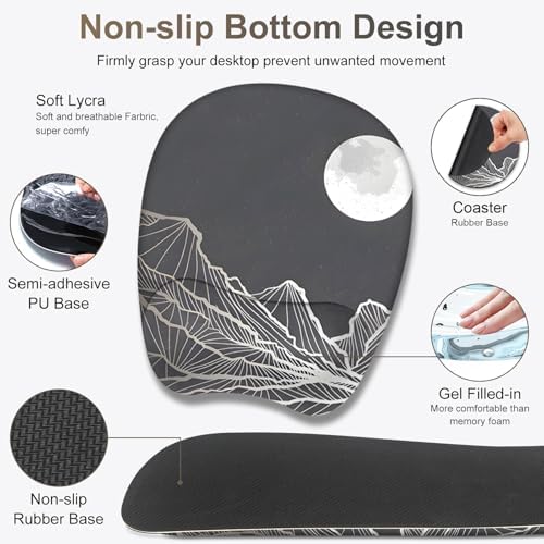 Large Mouse Pad, Keyboard Wrist Rest Set, Ergonomic Mouse Pad with Wrist Support, Desk Mat with Stitched Edges + Coaster, Extended Desk Pad Waterproof Desk Mat for Home Office Game I Moon and Valley - Image 5