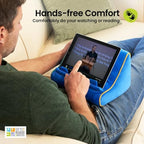 Gifts for Readers & Writers Tablet & Book Stand, Soft Reading Pillow, Book Holder with Pockets for Storage, Suitable for eReader/iPad/Kindle or Galaxy Devices, Book Couch Blue - Image 3