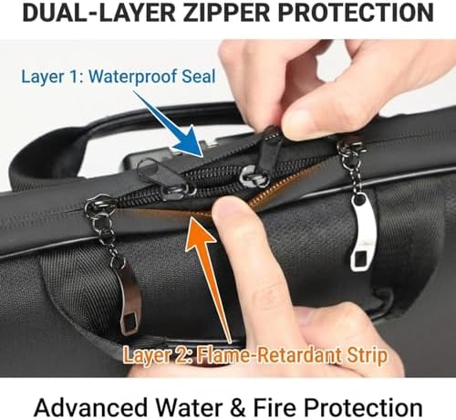 Calenzana Fireproof Document Boxes with TSA Lock, Upgraded 16 Pockets Fireproof＆Water Resistant File Organizer, Hard-Shell Safe Box for Important Certificates, Passport, Laptop - Image 4
