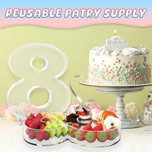 13.8" Extra Large Acrylic Number Charcuterie Board Box, Reusable Fillable Number Cake Candy Dish Display Serving Tray for Birthday Anniversary Party Decoration (8) - Image 5