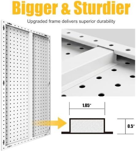 2 Pcs Metal Peg board Panels, White Peg boards Kit Wall Organizer - Image 5