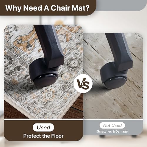 48"x72" Office Chair Mat for Hardwood Floor, Non-Slip Washable Taupe - Image 4