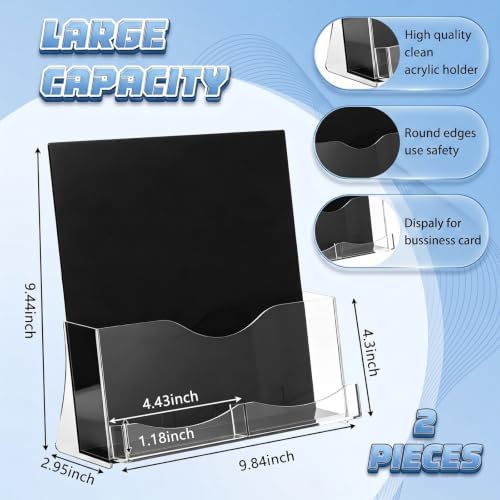 2 Pack 8.5x11 Inch Brochure Holder with Business Card Holder - Image 2