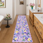 DUKINO 2.6x8 Runner Rug, Floral Washable Kitchens Rugs Non Slip, Purple - Image 5