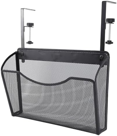 Fockety Desk Side Storage, No Drill Steel Under Desk Storage Laptop Holder, Mesh Hanging Desk Organizer, Clamp On Desk Shelf, Side Desk Organizer, Desk Storage Holder for Office and Home by Fockety
