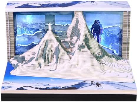 3D Memo Pad, 3D Calendar 2027, Time Piece Calendar, Tear-Off Calendars 2027, 3D Paper Carving Art Memo Pad, Art Carving Sticky Notes for Office Home Gifts Ornaments (Mount Everest) by JCSY