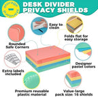 16 Pack Desk Privacy Folders for Students Desk Divider - Designer Pastel Color Privacy Folders for Students - Easy to Clean Strong Plastic Privacy Shield Desk Dividers for Students Classroom Supplies - Image 2