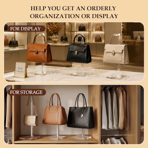 3-Pack Acrylic Purse Display Stands, 14"-24" Adjustable Handbag Holder - Image 4