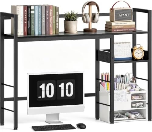 Desk Shelf, 38.6" Desk Hutch for Computer Monitor, Black by MZNZ