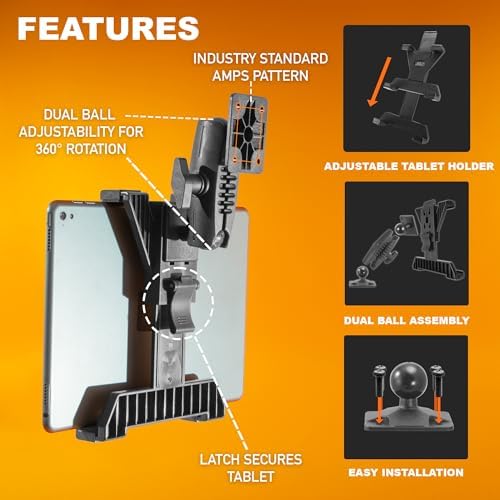 iBOLT TabDock BizMount AMPS Tablet Drill Base Mount 7-11" for Trucks - Image 3