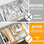 SpaceAid Bamboo Drawer Dividers with Labels, Kitchen Adjustable Drawer Organizers, Expandable Organization for Home, Office, Dressers and Bathroom, 6 Dividers (17-22 in) (Pack of 2) - Image 2