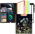 Ospelelf Clipboard with Storage for Women, Leather Padfolio Portfolio Organizer 5 Folders with 10 Pockets, Spiral Clipboard Folio with Notepad for Letter Size, Elastic Closure and Pen Loop Floral by OspelelfOfficeSupplies