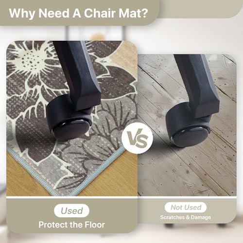 36"x60" Office Chair Mat for Hardwood Floor, Non-Slip Washable Grey Beige - Image 4