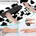 Keyboard Wrist Rest and Mouse Pad with Wrist Support Set Ergonomic Coaster,Memory Foam,Easy Typing Pain Relief,Large XL Desk Mat 31.5"x 11.8",Cow Print - Image 6