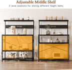 SUPERJARE Bakers Rack with Power Outlets, Microwave Stand, 39.4 X 14.3 Inch Larger Desktop, Kitchen Storage Rack with Adjustable Middle Shelf, 6 S-Shaped Hooks, Coffee Bar Stand, Black - Image 4
