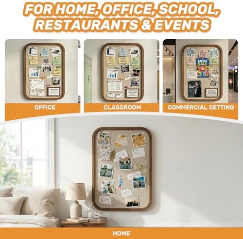 Large Linen Bulletin Board 30" x 20", Framed Pin Board with 50 Push Pins, Vintage Cork Board for Wall, Fabric Covered Bulletin Board for Bedroom, Office, School - Image 7