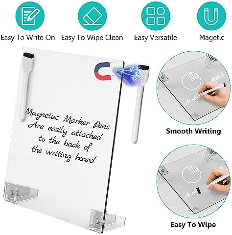2PCS Clear Acrylic Calendar Dry Erase Board with Stand for Desk, 16x12 Large Desktop Monthly Whiteboard Magnetic Memo Board for Fridge, Office, School, Home - Image 3