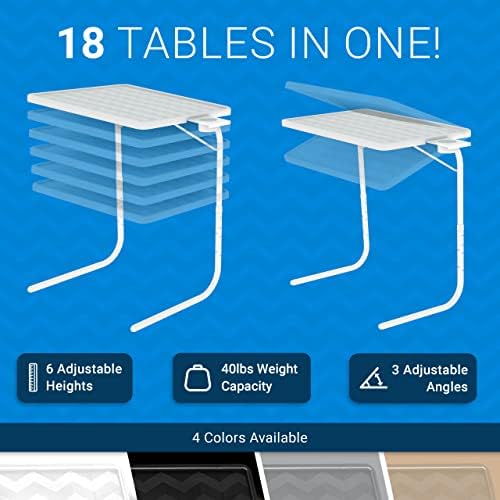 Table-Mate TV Tray Table | Portable Desk Folding Dinner Tray, Couch Table Trays for Eating Snack Food, Portable Laptop Desk, Bed Trays for Eating | Adjustable TV Trays with 3 Angles and Cup Holder - Image 3