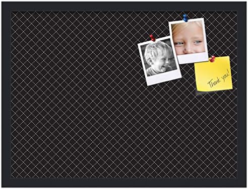 PinPix 23x17 inch Cork Bulletin Board. This Decorative Framed Pin Board Comes with Diamond Pattern in Black Design and Satin Black. Ideal for Home, Office Decor or School (PinPix-120) - Image 2
