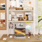 BECOMFORT 37" Desktop Bookshelf, Desk Hutch Dorm with DIY Metal Pegboard - Image 6