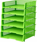 6 Pcs Green Turn in Trays Classroom, Stackable Paper Bins for Classroom, 13x9x2.8 inch Plastic Baskets Desktop Organization System Office (Green) by Unknown