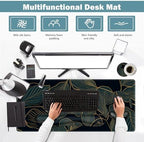 ARTSO Desk Mat Set, Large Gaming Mouse Pad Wrist Support, Keyboard Wrist Rest Ergonomic Desk Pad with Coaster Combo, Extended Mousepad with Non-Slip, Art Tropical Leaves - Image 2