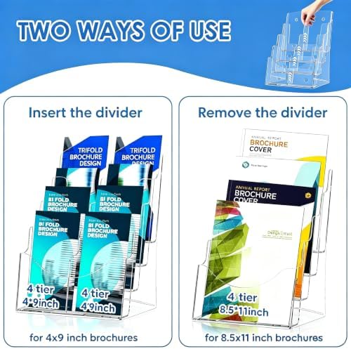 2 Pack 4 Tier Brochure Holder 8.5x11 inch Removable Divider Brochure Stand - Image 4