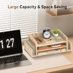 Wooden Desk Organizer, 3-Tier Paper Trays with 2 Mail Sorters, Natural Wood - Image 7